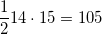 \dfrac{1}{2} 14 \cdot 15 = 105