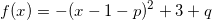 \[ f ( x ) = - ( x - 1 - p )^2 +3 +q \]